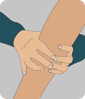 You can use both your hands to support the client.