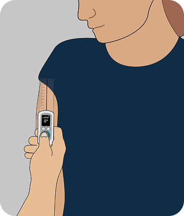 Start by aligning the EasyAngle and press the main button to start the measurement.
The device remembers the movement plane in which the measurement started, and from that point, it does not require constant contact with the clients body.